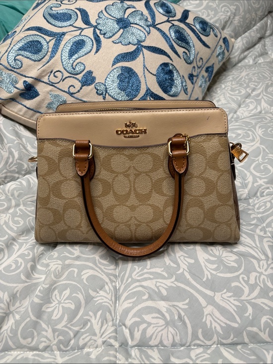 Coach Handbags - Coach Signature Satchel Handbag in Beige/Tan